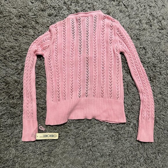 NWT 2001 Pink Cotton Knit Cherokee Cardigan Sequined Size XL - Picture 6 of 7